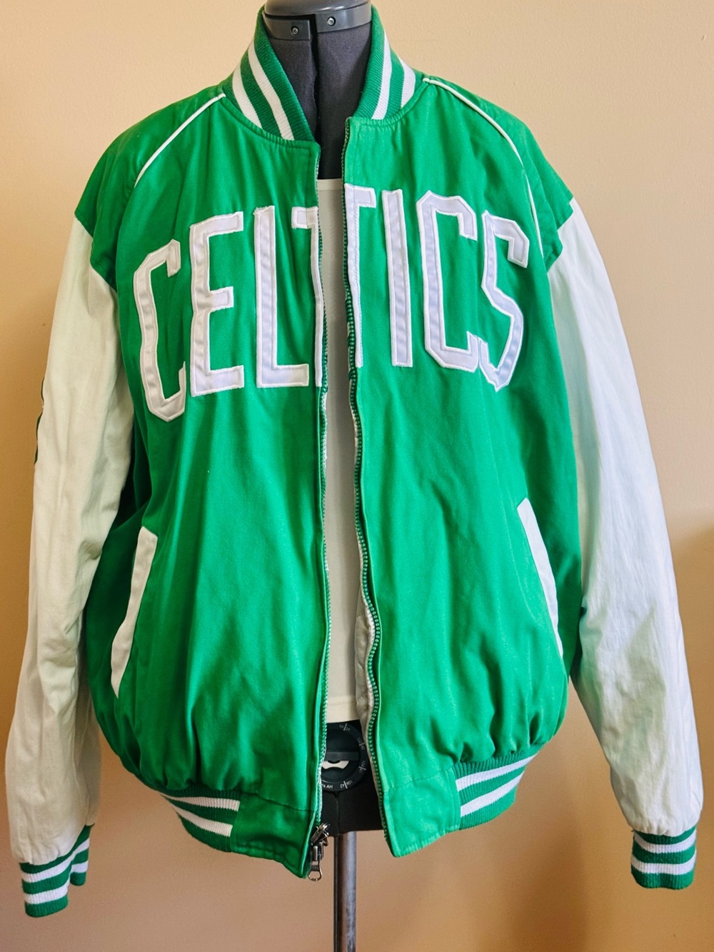 Boston Celtics Vintage Style Reversible Satin Varsity/Bomber Jacket